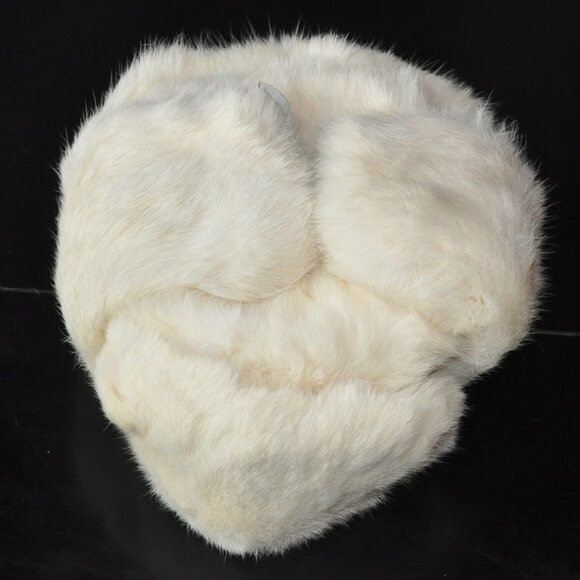 Rabbit Fur Ivory Trapper Hat Ear Flap Après Ski SM Unisex - Picture 10 of 11
